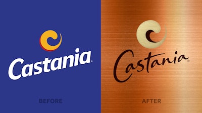 Castania's new logo features elements from the previous iteration, and now ties in the brand's copper roasting drums.