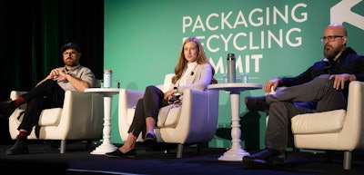 Discussing dynamic labeling were (l. to r.) Pat Keenan of General Mills, Katherine Huded of TRP, and Paul Nowak of GreenBlue.