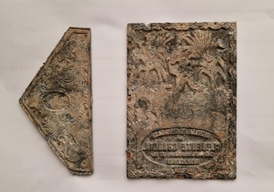 Several artifacts have been recovered in relation to the chocolate factory, including the lead plates that would have been used to make Clemente Guardia’s chocolate labels.