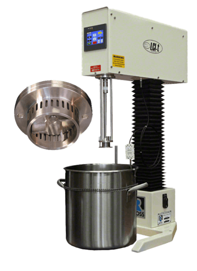 The ROSS High Shear Mixer rotor-stator is used to make a coarse emulsion that can be further reduced to a nanoemulsion.