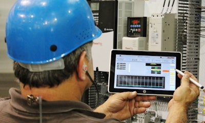 This modernized control cabinet (foreground) offers the added functionality of a mobile HMI for operators and maintenance personnel. A control system update can prolong the life of the retort for years.