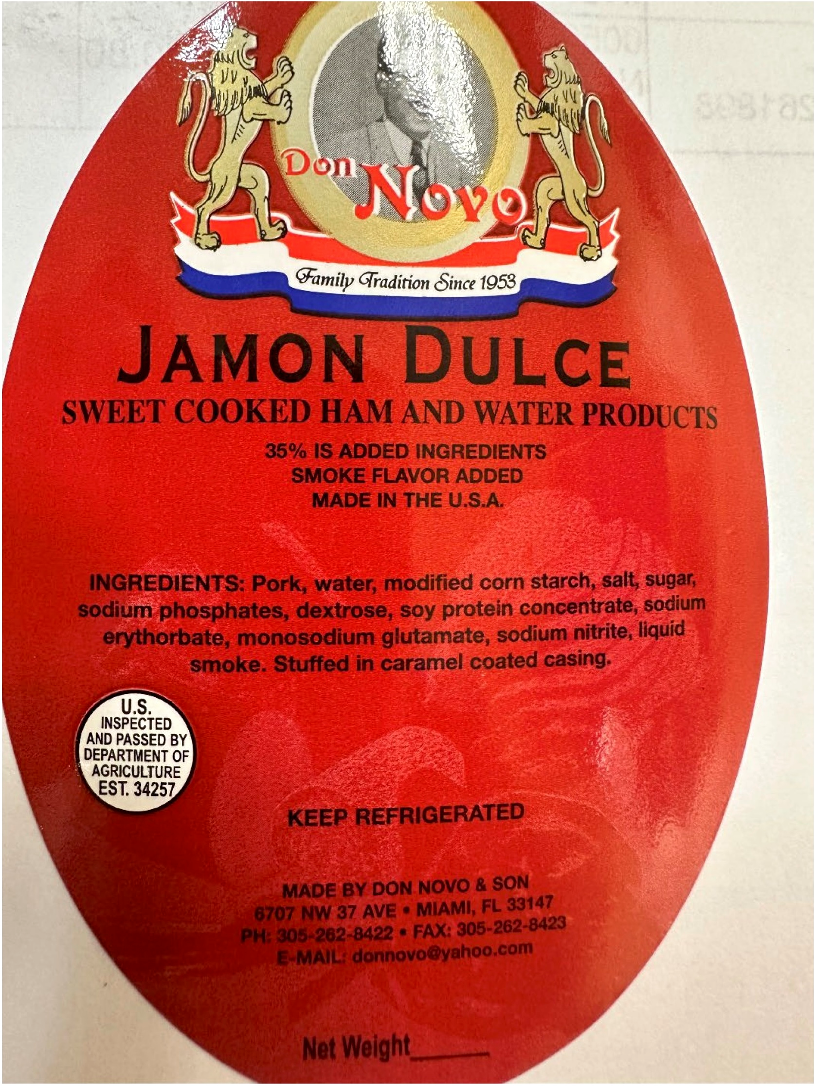 Don Novo & Son Recalled Ham