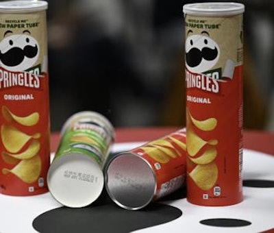 Pringles has partnered with U.K. retailer Tesco to introduce recyclable paper tubes for its chips.
