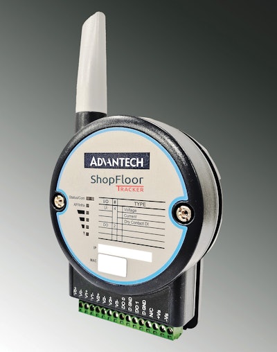 ShopFloorTracker captures and tracks process parameters such as temperature and pressure on an injection molding machine. Size of device is about 3' x 6' x 1'.
