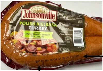 Johnsonville turkey kielbasa recalled rubber