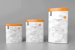 A paper/foil lamination characterizes the pack. Rolls of laminated material are cut into four flat blanks that are sent to customers like Mother Parkers, and there at the customer’s plant the canisters are formed and filled.