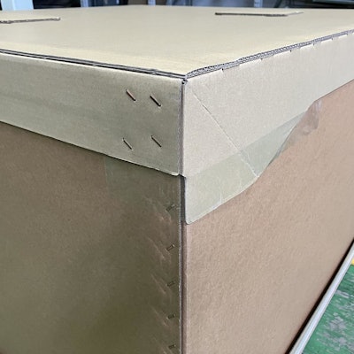 Toyota's new corrugated packaging requires no PP bands for assembly or securing.