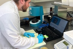 Study co-first author Tyler Chandross-Cohen uses an automatic colony counter to quantify growth of Bacillus cereus group isolates. He recently received a predoctoral fellowship to study variants in genes that play a role in the expression of toxins in B. cereus group bacteria.