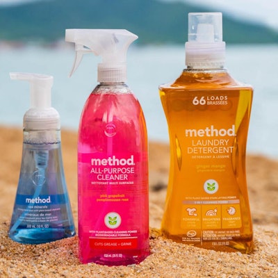 Method is making all its clear plastic bottles with recycled recovered coastal plastic.