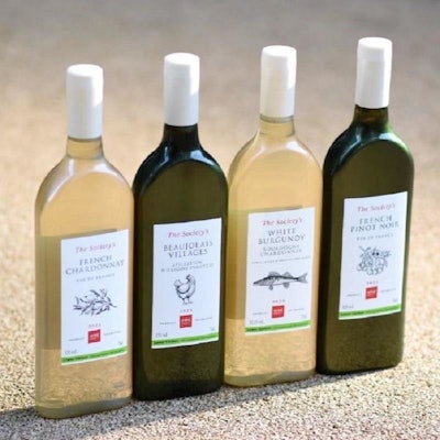 The Wine Society's new bottles are significantly lighter in weight than traditional glass wine bottles, lowering emissions in production and transportation.