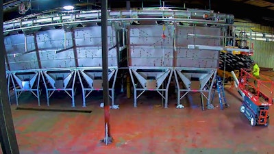 The modular design of Vanmark's Bulk Storage Bin System allows for sharing of interior walls to save floor space.