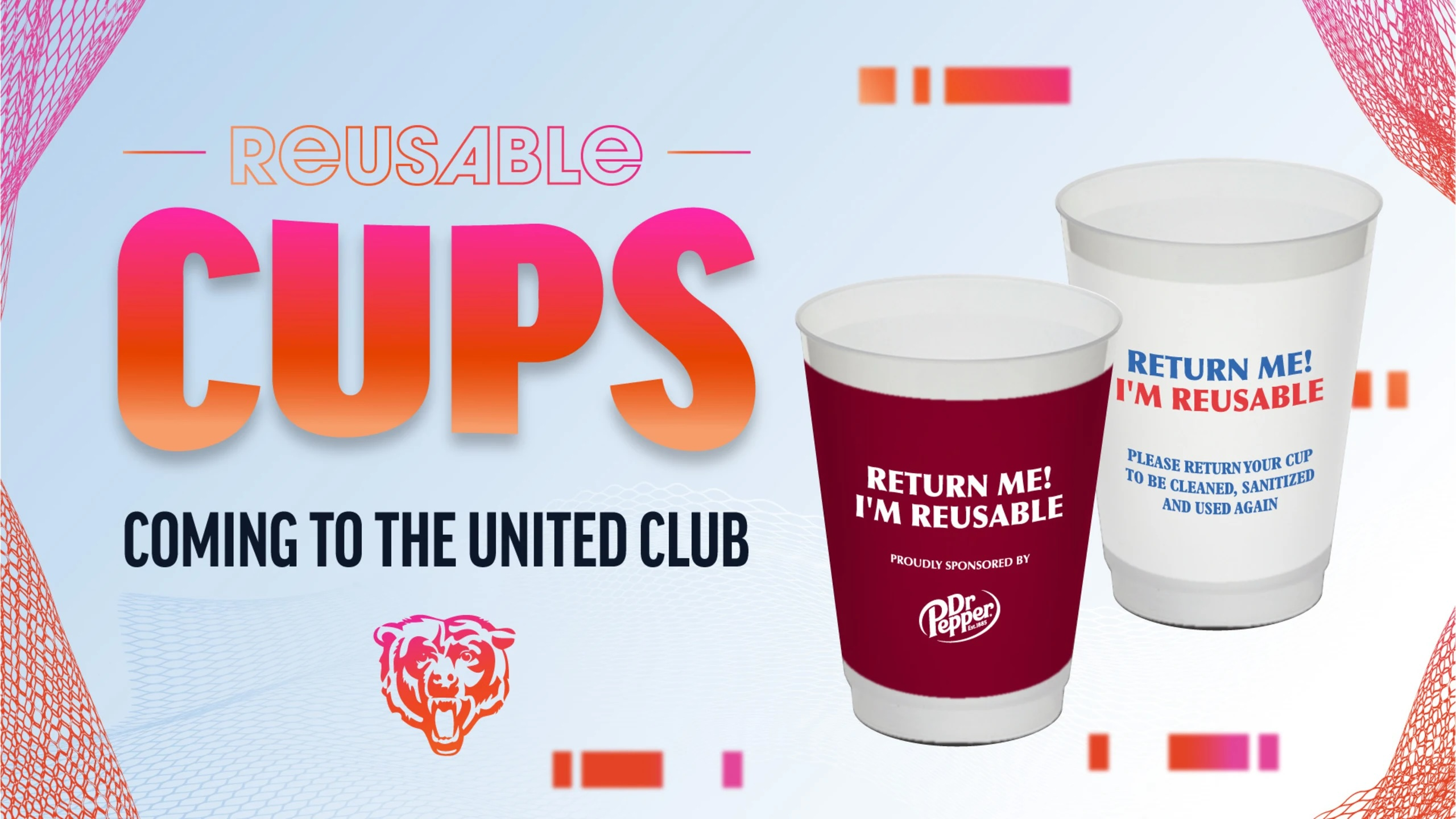Over 8,000 Chicago Bears game attendees will have access to reusable cups of various sizes.