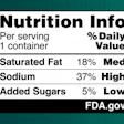 FDA front of package nutrition label