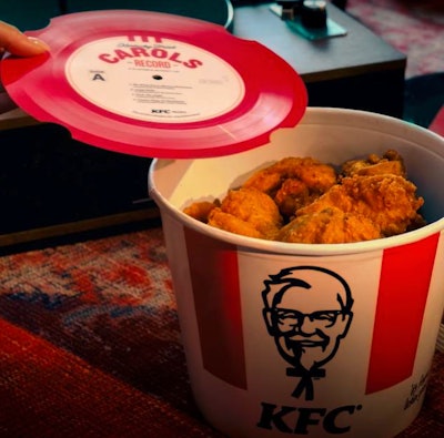 KFC provides a festive user experience with a vinyl record crafted from the lids of its fried chicken buckets.
