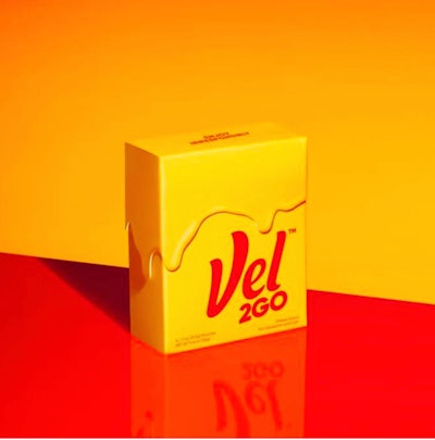The carton holds four single-serve packets of Velveeta cheese, which can also double as a dip bowl.