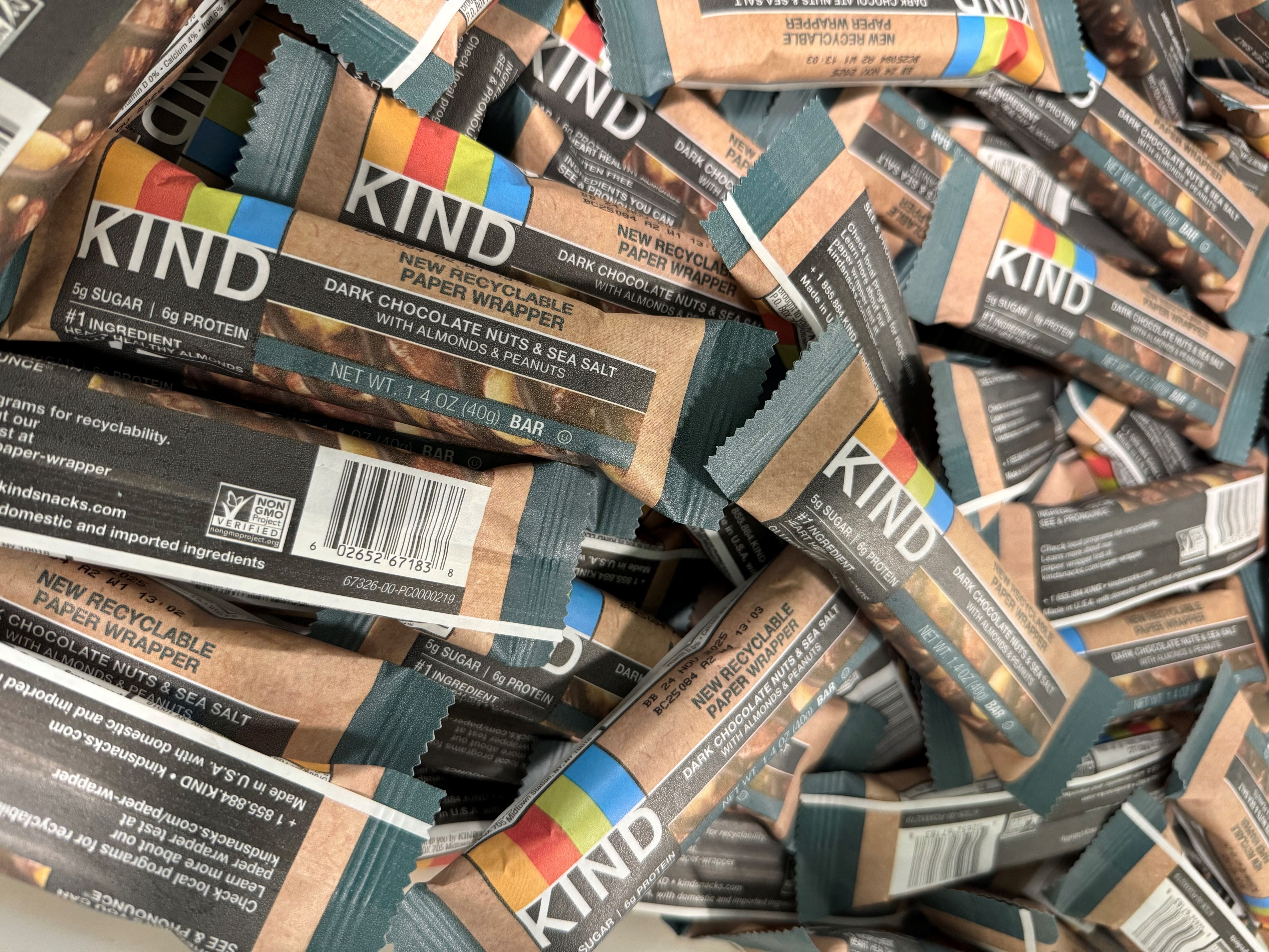 The Kind Dark Chocolate Nuts & sea salt bars will be sold in singles in the paper wrapper at Whole Foods, so a consumer will not purchase a carton.