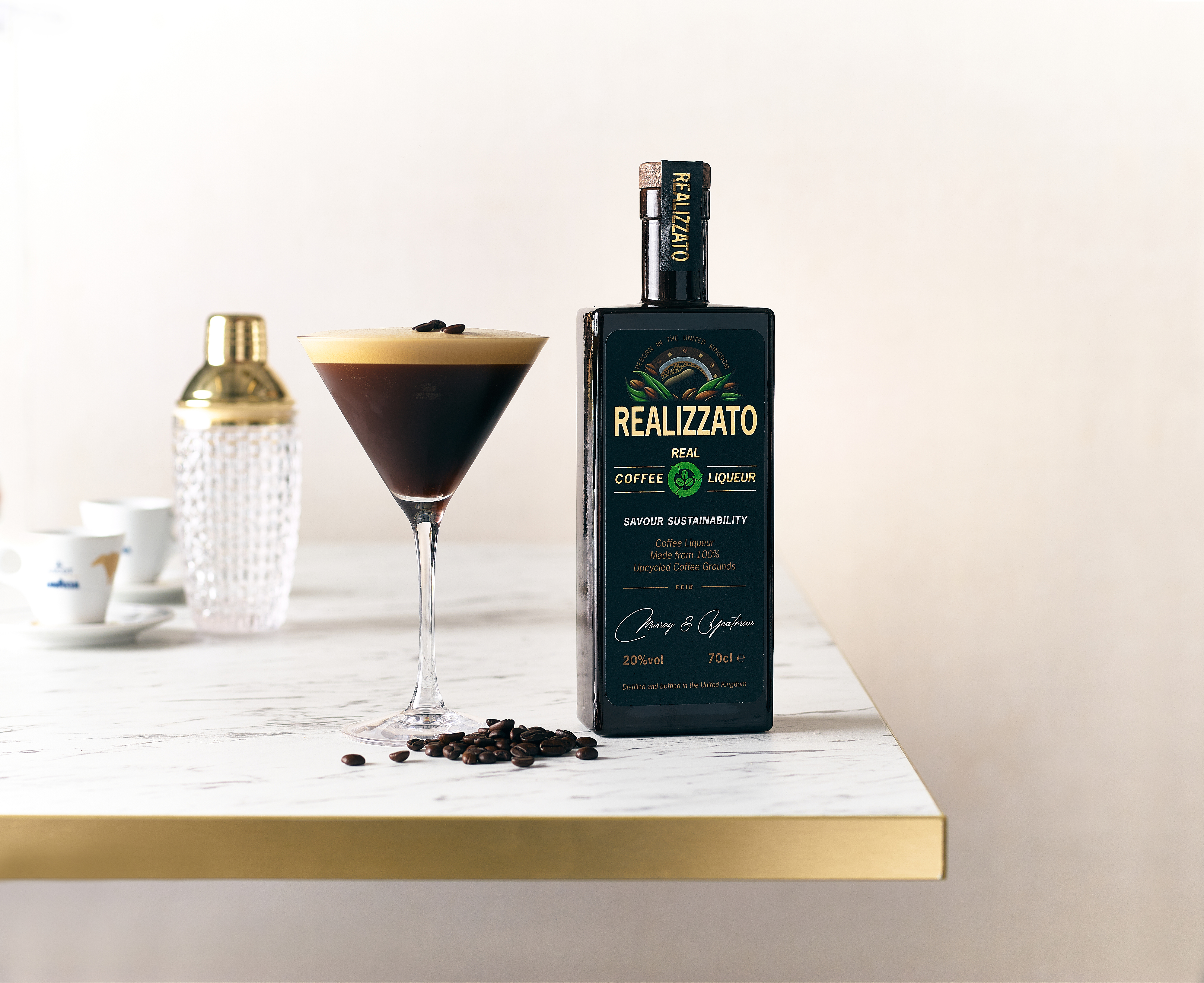 Distilled spent coffee grounds are used to create Murray & Yeatman Distillery's Realizzato liqueur.
