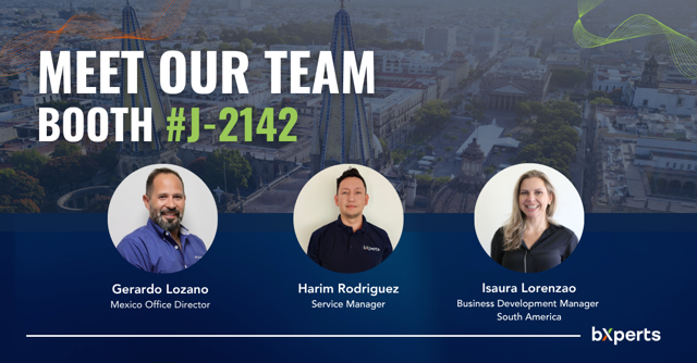 Bxperts team slide showcasing three professionals from Mexico and South America