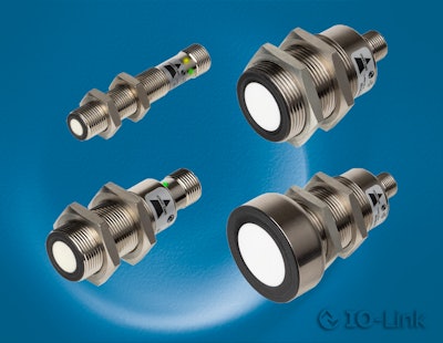 Ultrasonic Sensors With Io Link Blue Background
