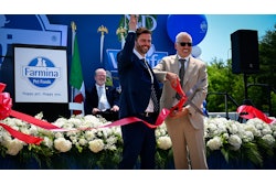 Loris Rinaldi, CEO Farmina Pet Foods North America (left) and Angelo Russo, CEO Farmina Pet Foods at the ribbon-cutting ceremony.