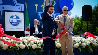 Loris Rinaldi, CEO Farmina Pet Foods North America (left) and Angelo Russo, CEO Farmina Pet Foods at the ribbon-cutting ceremony.