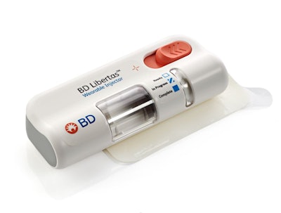 The BD Libertas™ Wearable Injector is an innovative, prefilled, patient ready-to-use drug delivery system designed to enable delivery of complex biologics via subcutaneous injection.