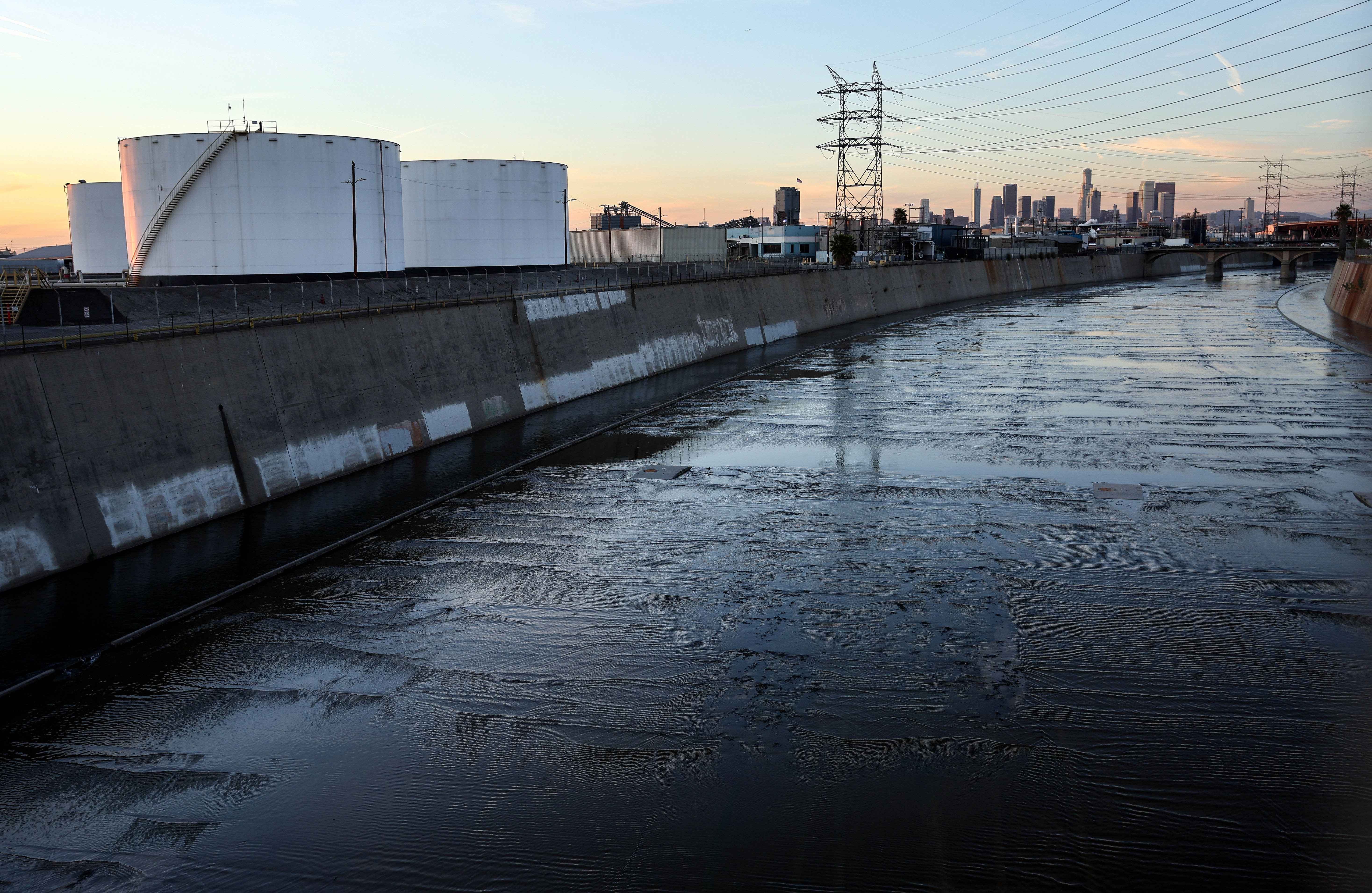The above image shows the Los Angeles River flowing through Vernon, Calif., not far from the site of the tragic burrito factory incident.