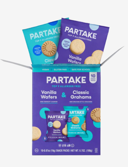 Partake allergy-friendly cookie and wafer variety pack with multiple flavor packages