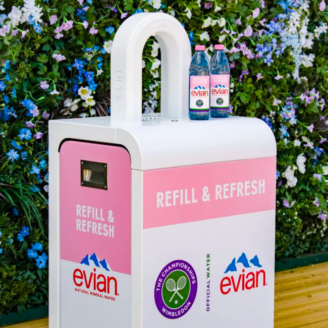 The bottle, made from 100% recycled plastic, will be available for purchase at an accessible price point, allowing users to refill either their own containers or the new evian bottle at various stations.