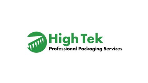 High Tek Professional Packaging Services green logo with circular graphic