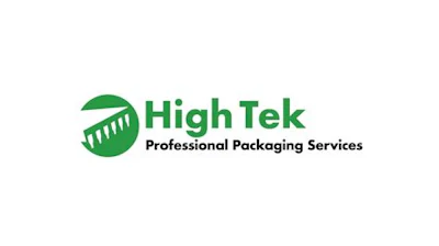 High Tek Professional Packaging Services green logo with circular graphic