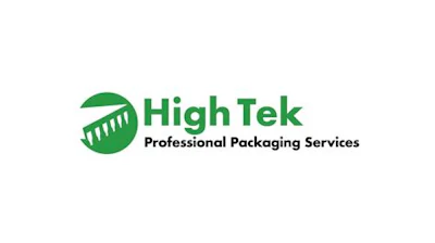 High Tek Professional Packaging Services green logo with circular graphic