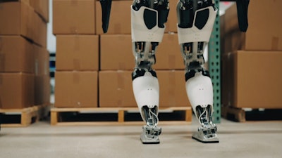 Apptronik's Apollo features legs to support general tasks like climbing stairs or bending downward.