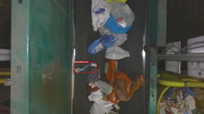 A Glacier vision system flags a toothpaste tube among mixed plastics at a partner MRF. Colgate-Palmolive used this data to track real-world recovery of its recyclable HDPE tubes over time, replacing one-time bale audits with continuous monitoring.