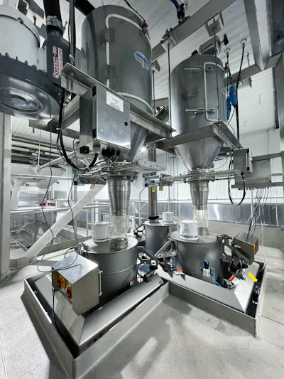 The above image shows the bulk material handling (BMH) section of the Mock 2 Production System.