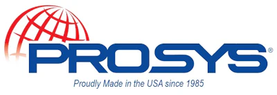 Prosys logo: Red globe icon with blue company name, 'Proudly Made in the USA since 1985'