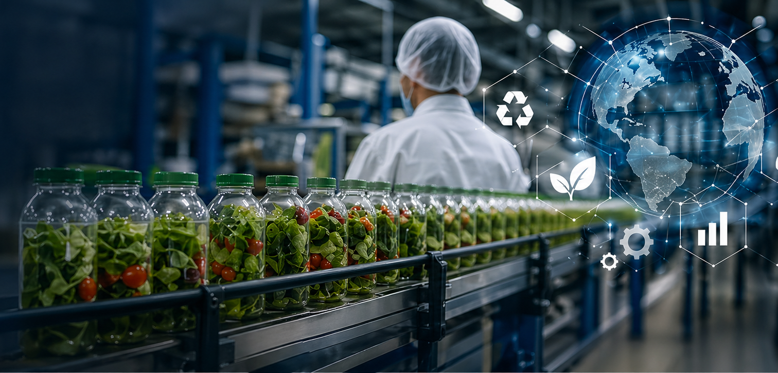 Food and beverage manufacturers rely on integrated data to meet U.S. and EU standards for safety, traceability, and environmental reporting.
