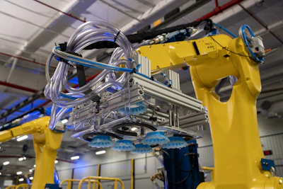 This Fanuc robot features a CRG Automation-designed end-of-arm tool with a custom shroud that enables the picking of products with different sizes and weights.
