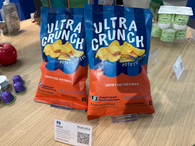 As seen elsewhere in the Taghleef booth -Taghleef Industries displayed its Nativia D822 biaxially oriented PHA-based film at interpack 2026, positioning the home-compostable material as a next-generation option for snack and flexible packaging applications. Companies like Mars and PepsiCo are experimenting with these new products.