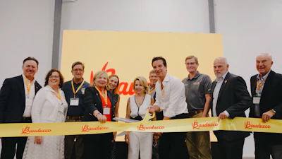 Bauducco International Business Unit CEO and Bauducco family members are joined by the Zephyrhills Mayor and state and local officials for a ribbon cutting celebrating the grand opening of Bauducco's largest U.S. manufacturing facility in Zephyrhills, Fla.