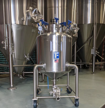 The hop cannon doses hops directly into fermenters from the plant floor, reducing dry-hopping time from as much as two hours to approximately 30 minutes.