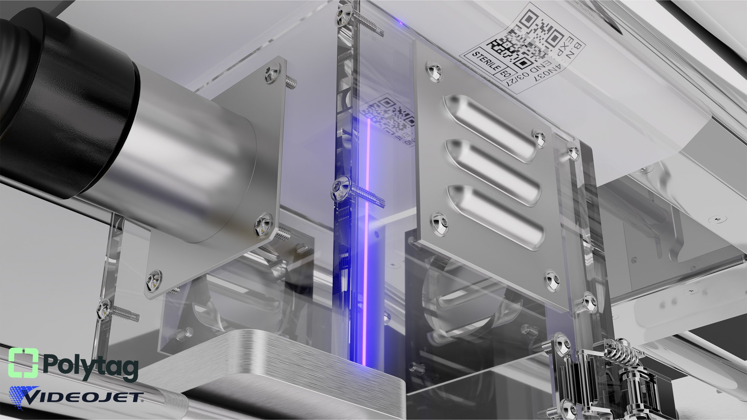 Industrial coding equipment with UV light system and metal components for product marking