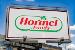 Hormel Foods logo on outdoor billboard advertisement against blue sky