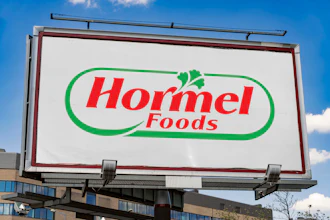Hormel Foods logo on outdoor billboard advertisement against blue sky