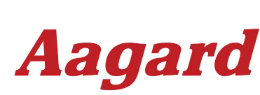 Aagard red italic wordmark logo