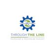 Through The Line Packaging & Processing Podcast logo with blue gear and green leaf design