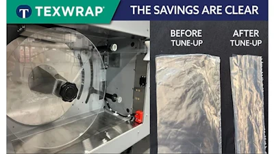 TEXWRAP logo with before and after comparison showing improved fabric clarity after equipment tune-up