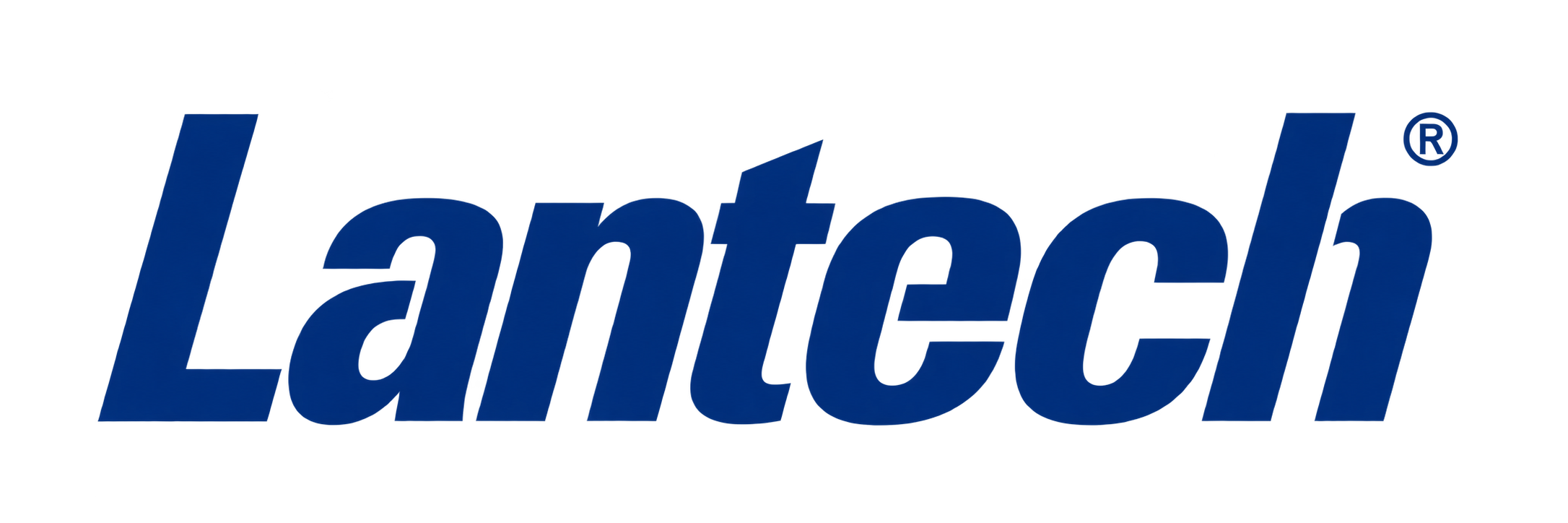 Lantech company logo in dark blue italic text with registered trademark symbol