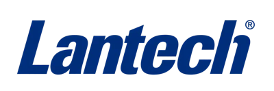 Lantech company logo in dark blue italic text with registered trademark symbol
