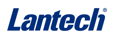 Lantech company logo in dark blue italic text with registered trademark symbol